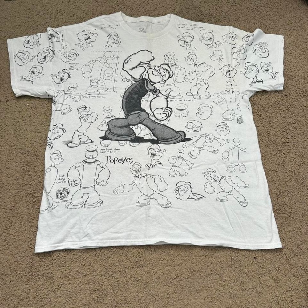 Vintage White Popeye cartoon tee